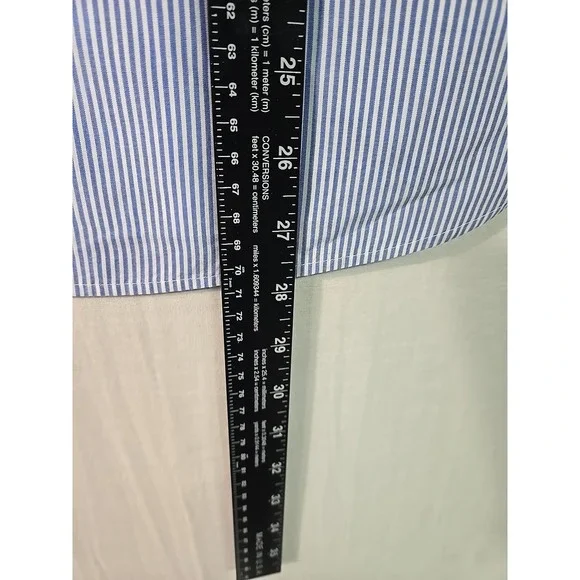 Talbots Cotton Striped Pullover‎ Blouse Blue & White Women's Large Cutouts Ties - Picture 6 of 7